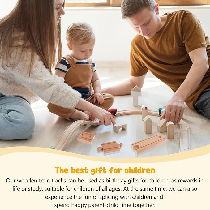 16 Pcs Straight Wooden Tracks Expansion Wood Train Track Connectors and Adapters Male Male Female Female Train Track Accessories Wood Train Track Pieces Train Bridge for Most Major Toy Trains Railway