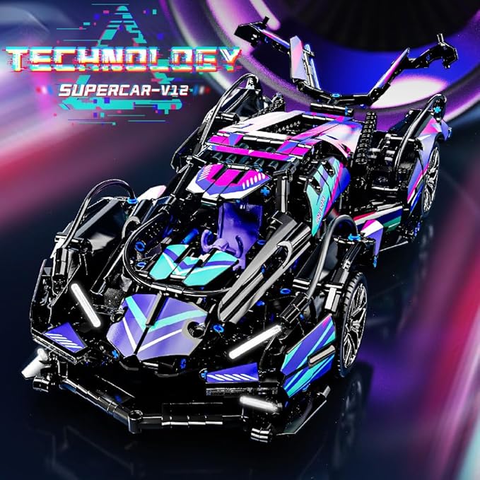 Mesiondy Sports Car Building Blocks Toys Boys,1:14 MOC Building Set Raceing Car Model,Construction Toy for Adults,Cars for Boys Age 6 7 8 9 Years Kids