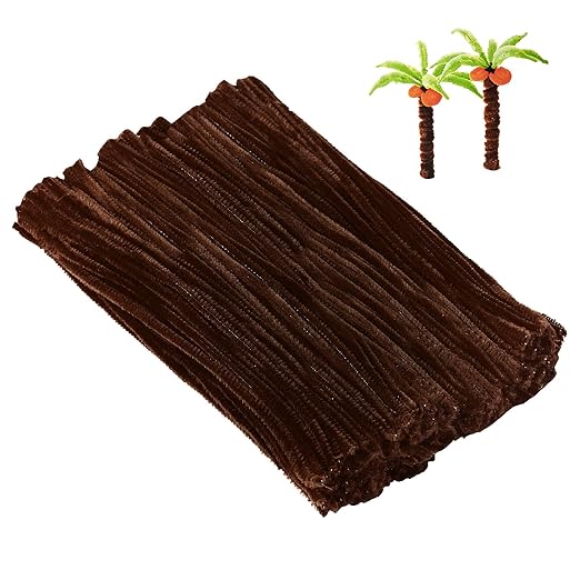 Cuttte Pipe Cleaners Craft Supplies - 300pcs Brown Pipe Cleaners Chenille Stems for Craft Kids DIY Art Supplies (6 mm x 12 inch)