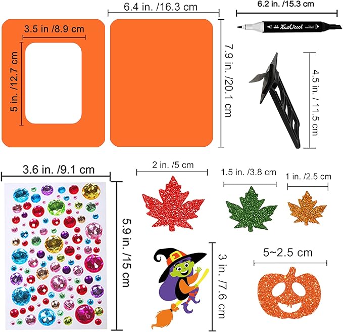 Winlyn 12 Sets Halloween Craft Kits Fall Kids Crafts DIY Halloween Picture Frame Decorations Art Sets Pumpkin Ghost Monster Foam Stickers Arts and Crafts for Kids Halloween Classroom Party Activities