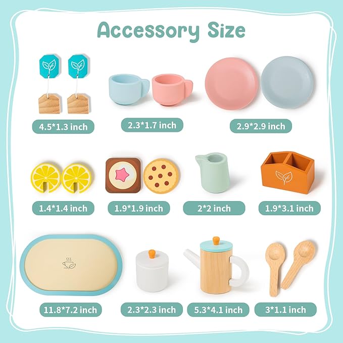 KMUYSL Toys for 2 3 4 5 Years Old, Wooden Tea Toys for Little Girls, Kitchen Toy, Christmas Stocking Stuffers for Kids Age 2-4, Idea Gift for Toddlers Boys Girls