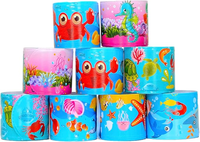 Ocean Animal Slap Bracelets for Party Favors,24PCS Friendship Bracelets for Ocean Theme Party Supplies Decorations Snap Animal Wristands for Party Gift Bag Filler