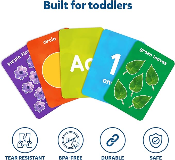 Skillmatics Thick Flash Cards for Toddlers - Letters, Numbers, Shapes & Colors, Montessori Toys & Games, Preschool Learning Activities, Gifts for Kids Ages 1, 2, 3, 4 Years