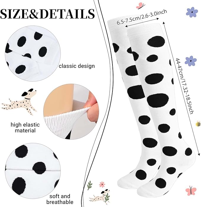 101 Days of School Dalmatian Costume Include Headband Choker Tail Tutu Skirt Knee Socks and Felt Stickers