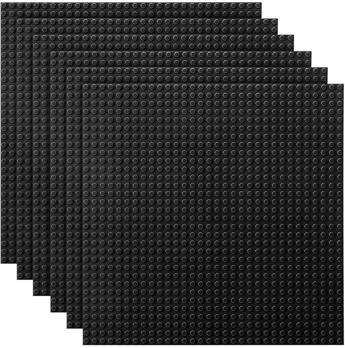 Lekebaby Classic Baseplates Building Base for Building Bricks 100% Compatible with Major Brands-Baseplate 10" x 10", Pack of 6 (Black)