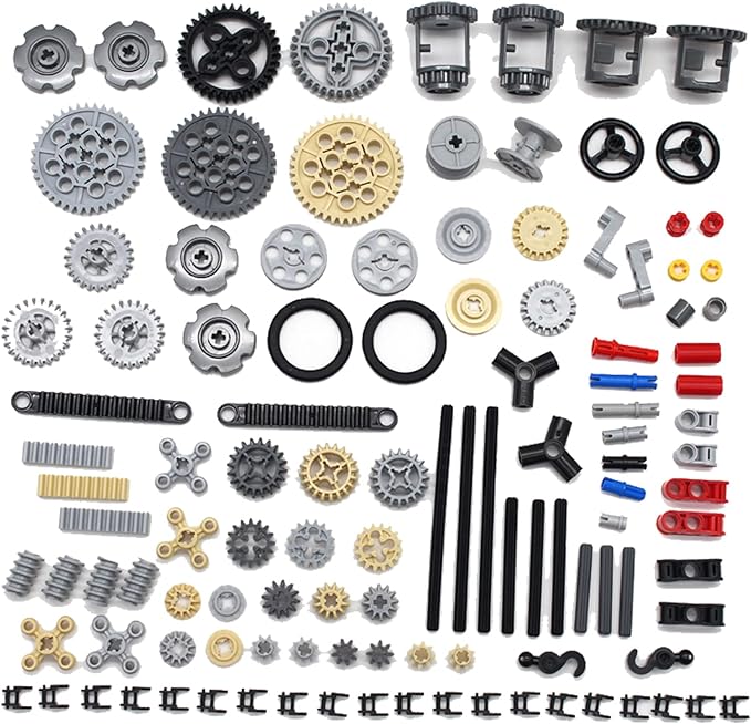 116PCS Gear and Axle Set for Technic Parts Compatible with with Major Brand Technic Parts, DIY Gears Assortment Pack(Gears Pins Axles Differential New) for Technic Building Blocks Set