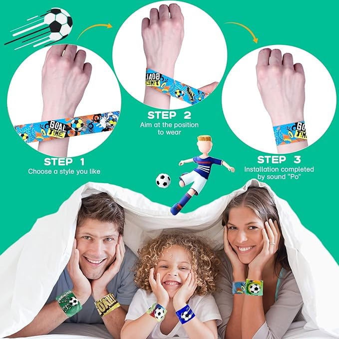 Viicoor Soccer Slap Bracelets 30PCS Snap Bracelet Wrisrtband for Party Favors Basket Bag Filler School Prizes Gifts Party Favors Bulk