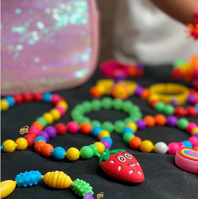 Axel Adventures Pop Beads Jewelery Making Kits for Girls, Colorful Jewelry Crafts Toy for Kids Age 4-8, Necklace, Ring, Bracelet Making Kit for Little Girls, Girls Gift, Educational Girls Gift
