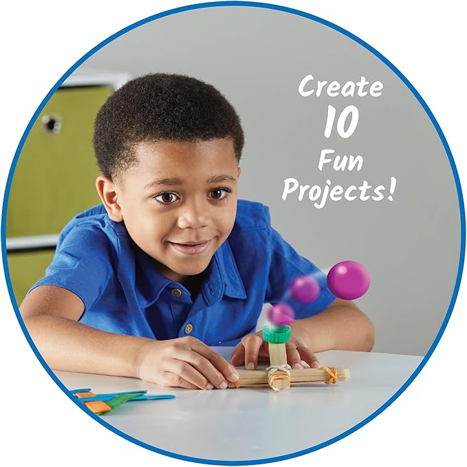 Learning Resources Craft Stick Creations 10 Science Experiments, Activity Book for Kids Ages 9-12, Jumbo Craft Stick Kit for Science, Technology, Maths & Engineering Activities, Multi-coloured