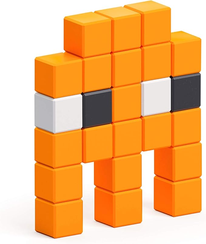 PIXIO Mini Monster Ghost Story Series 24 Magnetic Blocks Stress Relief Construction Toy, Building Blocks in 8-bit Pixel Art, Creativity for Kids, Fidget Toy