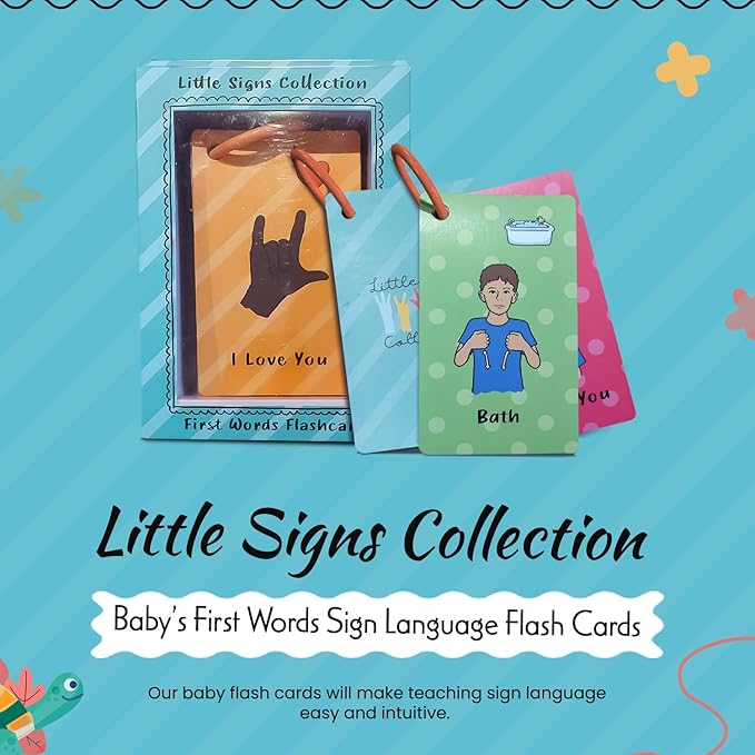 ASL First Word Flash Cards, American Sign Language Flashcards for Toddlers and Beginners, Sign Language Gifts for Kids, Talking Hand Pre-Learning Material for Communication
