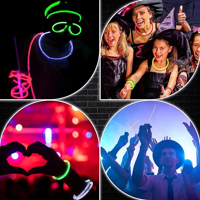 White Glow Sticks Bulk,200 Pcs Glow Bracelets and Glow Necklaces with Connectors,Glow in The Dark Party Supplies,Glow Party Favors,Glowsticks for Party Christmas Carnival Birthday (8 Inch)