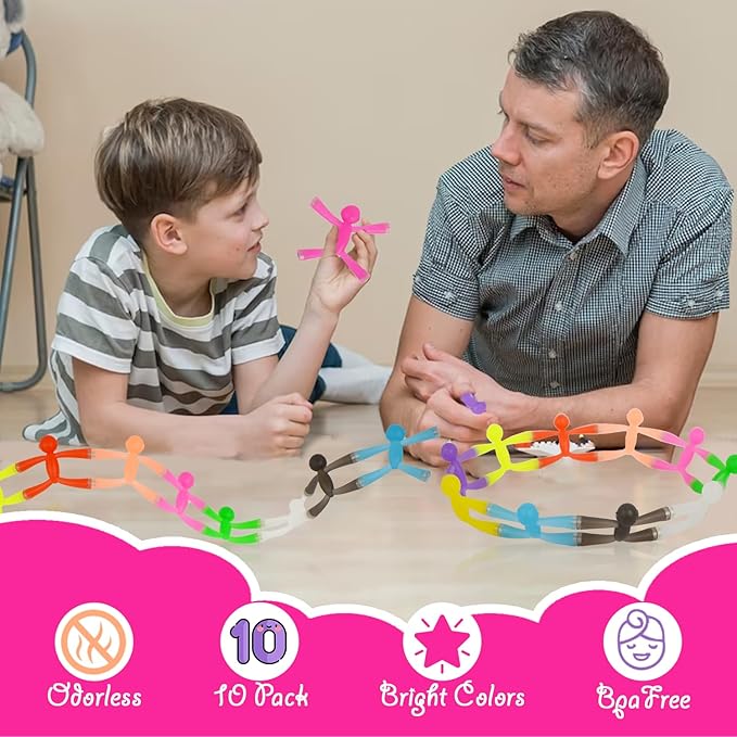 MAGMEN Upgraded Strenght Magnetic Travel Toys, Stretchy Magnetic Fun (Ages 3+) Pack of 10 Opaque