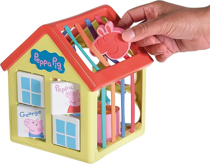 Toomies Peppa Pig’s Sensory House Activity Cube - Shape Sorter Sensory Bin with Color Matching - Peppa Pig Montessori Toys - Toddler Sensory Toys - Toddler Toys Ages 18 Months and Up