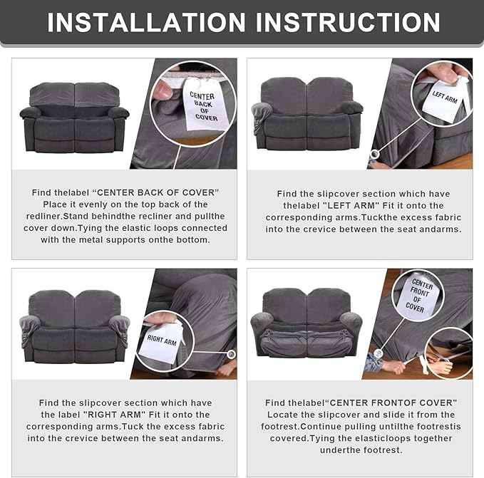 Stretch Jacquard Recliner Sofa Covers 3 Seat Soft Recliner Chair Covers Sofa Slipcover with Pocket and Elastic Bottom Furniture Protector for Kid,Pets(Checks,Khaki)