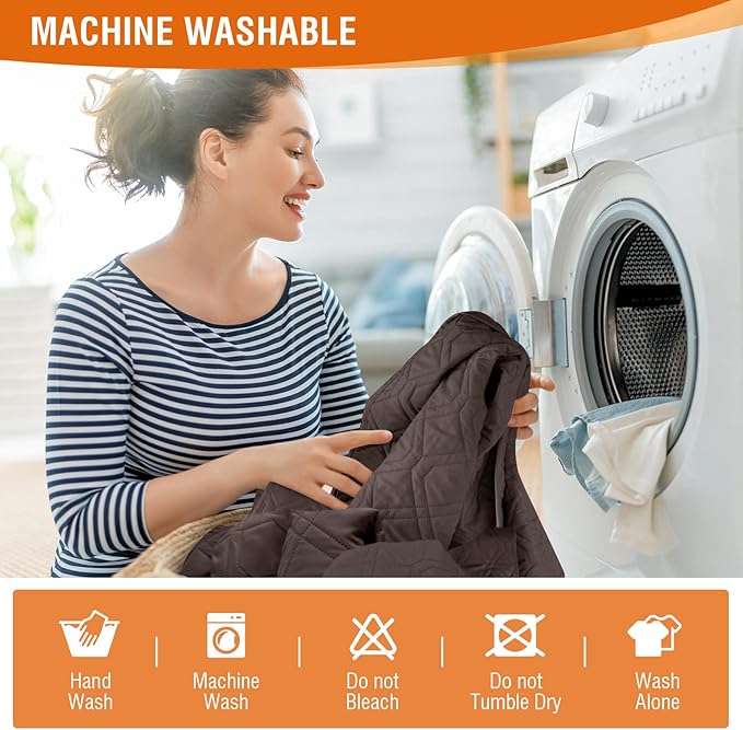 VANSOFY Waterproof Recliner Chair Covers, Recliner Cover Non-Slip Dog Chair Cover Furniture Protector Washable Slipcover with Pocket, Elastic Straps for Pets, Dogs(Chocolate, 23.6")