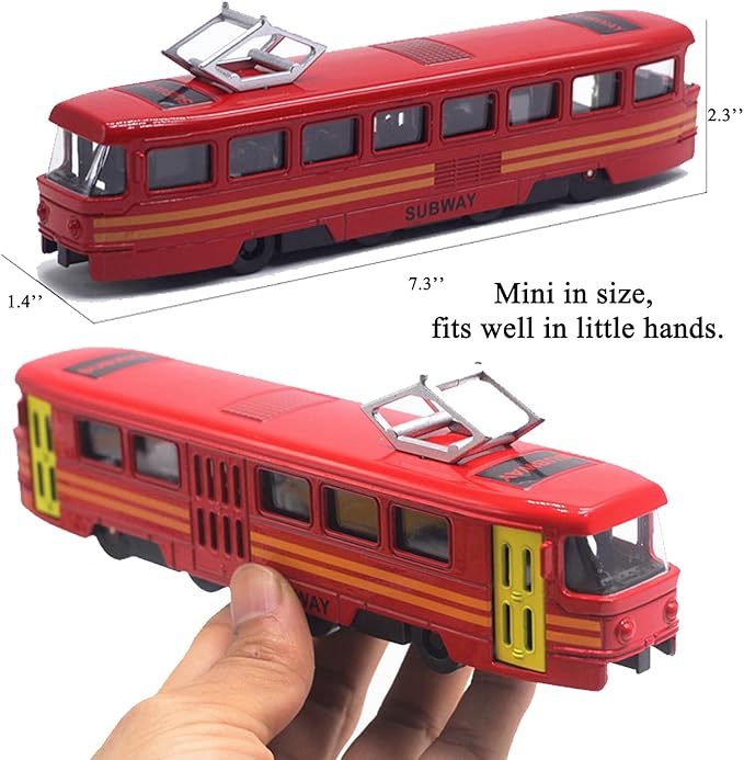 OTONOPI Toy Train Set Subway Bullet Train High Speed Locomotive Engine Die Cast Model Car for Kids Pack of 4