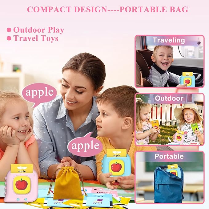 ABC Learning Toddler Girl Toys Talking Flash Cards with 510 Sight Words, Montessori Educational Toys for 2 3 4 5 6 Year Old, Pocket Speech Therapy Materials, Autism Sensory Toys, Birthday Gift Ideas