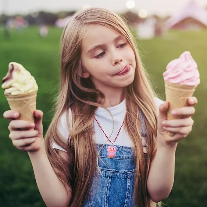 SOTOGO 24 Pieces Girls Necklaces and Rings Set Colorful Gift Party Favors Friendship Pretend Dress up Play Jewelry for Kids Child Toddler, Cute Style