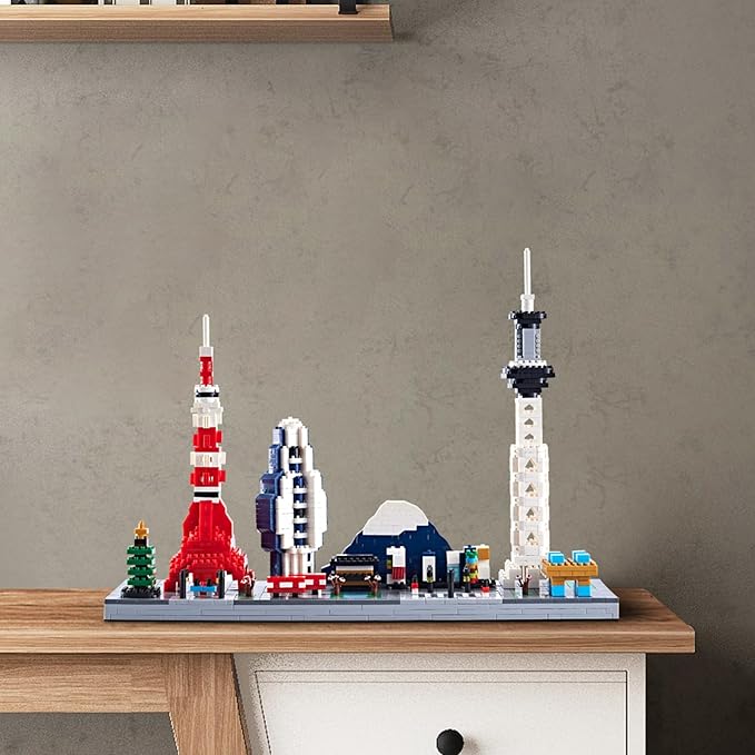 Building Block Set, Architecture Model Tokyo Skyline Collection 1880PCS Micro Building Blocks Gift for Adults