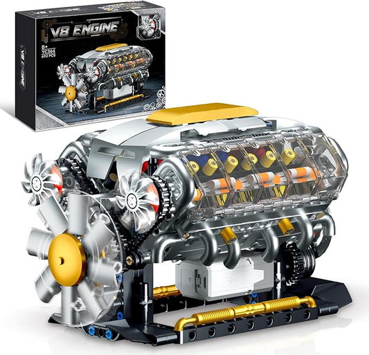 Ideas V8 Engine Building Kit for Adults, Build Your Own MOC Mini V8 Engine Model Toy for Display, Compatible with Lego Sets for Boys 8-14, STEM Building Project for Kids & Teens (692 PCS)