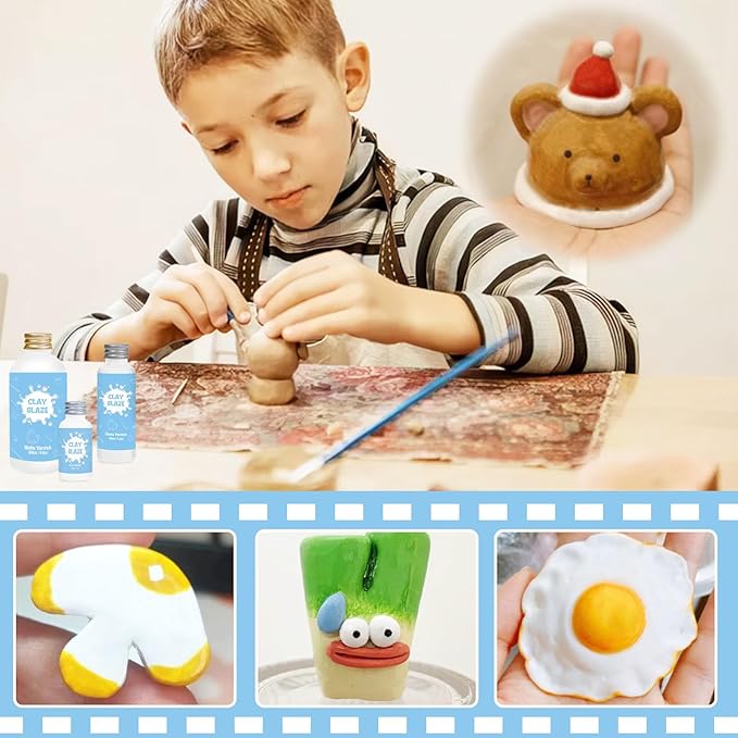 100ml Air Dry Clay Varnish,Air Dry Clay Sealant for Airdry Clay,Air Dry Clay Glaze Can Not Only Used to Prevent Clay Cracking, Scratches, and Wear,It Can Also Having a Matte Glaze Effect (Matte)