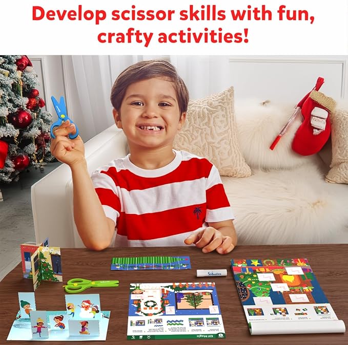 Skillmatics Art & Craft Christmas Kit - Snip, Snip Holiday Magic, Develop Scissor Skills, Child Safe, TikTok Viral Sensation, Fun & Creative, Gifts for Ages 3, 4, 5, 6, 7