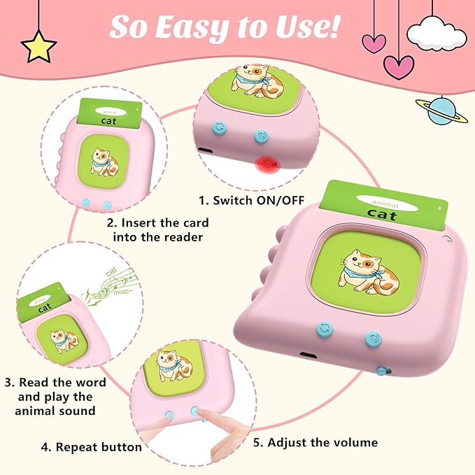 Pocket Speech Therapy Materials for Toddler 1-6, 510 Sight Words Talking Flash Cards, Autism Sensory Toys Montessori Learning Resources Kindergarten Preschool Educational Toys, Birthday Gift for Girls
