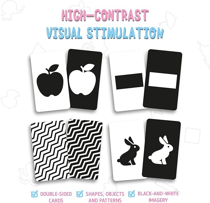 merka Newborn Toys, Black and White Baby Toys, High Contrast Baby Toy for Newborn, Set of 50 Flashcards for Visual Stimulation and Brain/Sensory Development