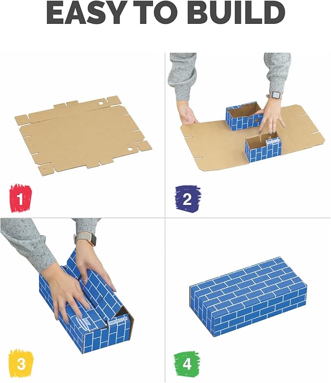 Bankers Box at Play Cardboard Building Blocks, 20 Pack, Large and Medium Montessori Toy Blocks for Kids and Families