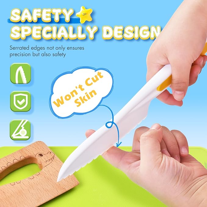 Montessori Kitchen Toys for Toddlers-Kids Cooking Sets Real-Toddler Toys Set for Real Cooking with Plastic Children Safe Knives Crinkle Cutter Kids Cutting Board-17PCS