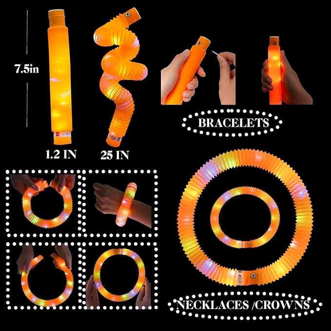 Light Up Glow Necklaces Bracelets Party Favors Accessories for Toddlers, Glow Sticks Pop Tubes for kids, Glow Birthday Camping Wedding Party Supplies Decorations for Boys Girls (Red 12 Pack)