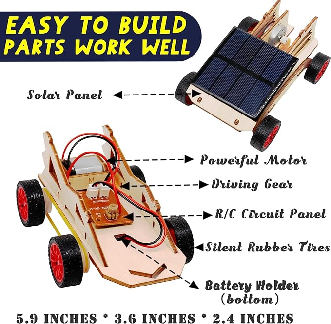 STEM Kits for Kids Ages 8-10-12-14, Science Experiments for Kids 9-12, Stem Building Toys for Boys Age 8-12, Solar Car Engineering Learning Toys Science Projects for Boy Birthday