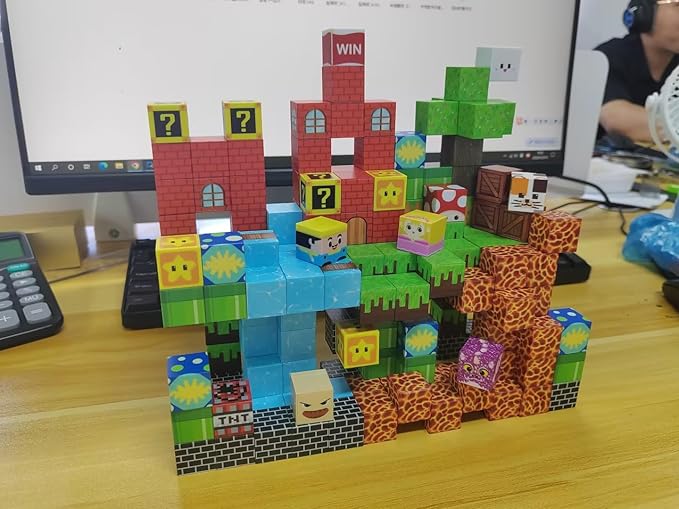 Magnetic Blocks-150 PCS Build Adventure Game Castle World Set - Magnetic Building Cubes Stacking, STEM Montessori Sensory Toys for Kids Boys Girls Ages 3 4 5 6 7 8 9 10 Eater Birthday Gifts