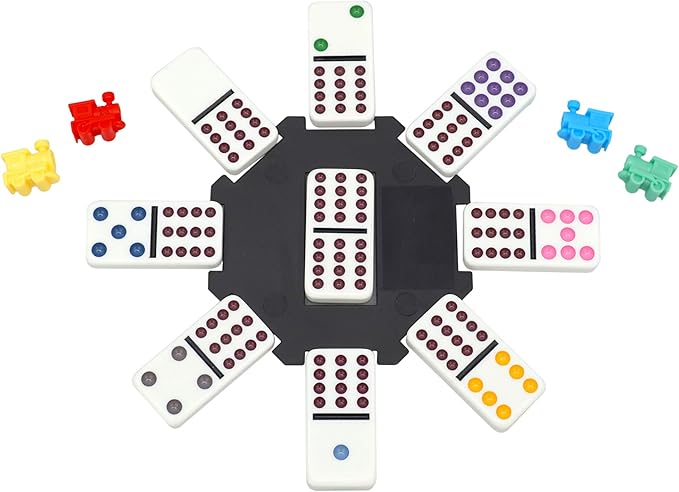 Regal Games Double 12 Mexican Train Dominoes Set with 91 Colored Domino Tiles, 4 Trains, Hub & Collector's Tin – for 2-8 Players, Ages 8+ – Perfect for Family Game Night, Kids & Adults