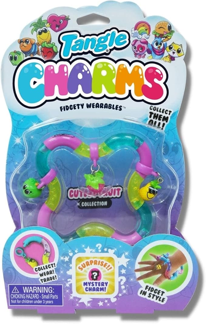 Tangle Charms - Tangle Fidget Friendship Bracelets (Cutesy Fruit) - - Charm Bracelets - Mystery Charm - Tangle Fidgets for Kids - Cute Tangle Fidgets
