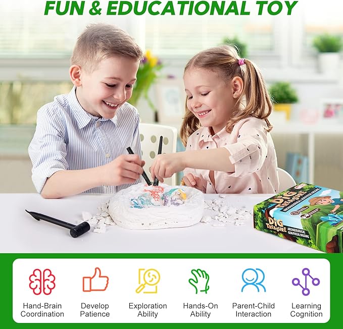 Dinosaurs Dig Kit Digging Set, Educational DIY Toys Science Kit-Dig Up Unique Real Dinosaurs, Geology Archaeology Gifts for Boys Girls Kid Toys