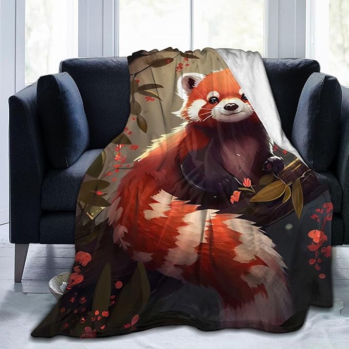 Red Panda Throw Blanket Cute Red Panda Plush Fleece Soft Cozy Red Panda Gifts Blanket for Kids Girls Adults Couch Bed Chair Office Dorm Decor 40''X50''