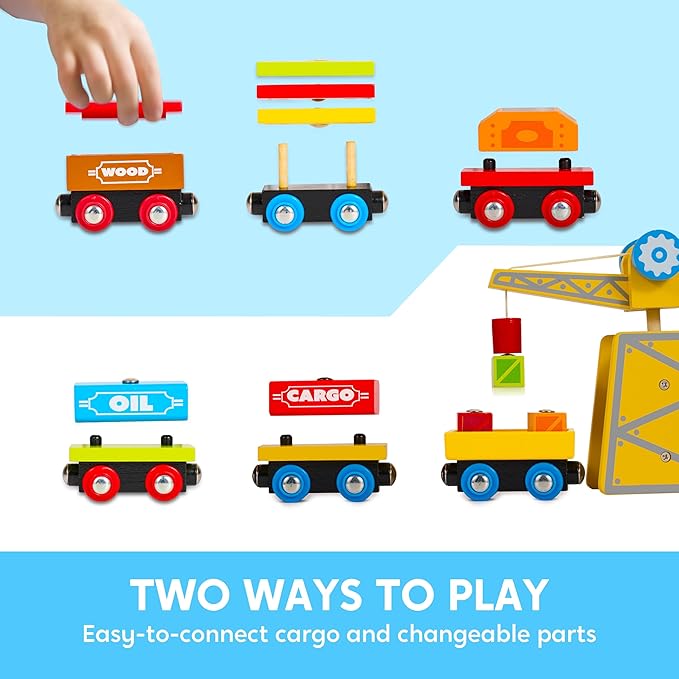 SYNCFUN Montessori Wooden Train Toy Set for Kids, 12PCS Magnetic Train Cars with Storage Gift Box, STEM Educational Toy for Boys & Girls, Ages 2-8 Years, Xmas Birthday Party Gift