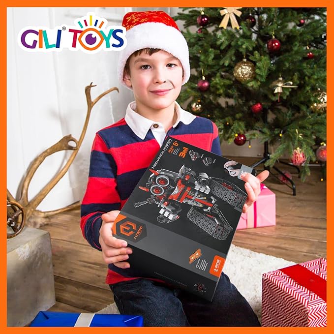 GILI Robot Building Remote Control Gift STEM Building Kit for Boys 8-12 - 3 in 1 Educational Toys for 6 7 8 9 10 11 12 + Year Old Boys Birthday Gifts for Kids - Tracked Racer Car Tank Robotics
