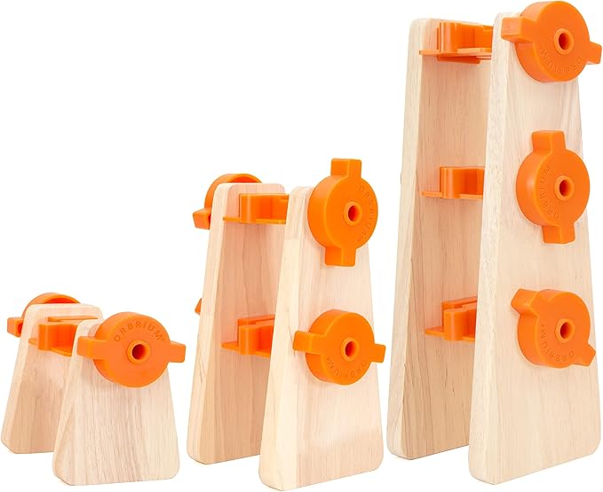 ORBRIUM 90 Pcs Ultimate Elevated Wooden Railway Construction Set Compatible with Thomas, Brio, IKEA, Imaginarium, Melissa & Doug Wooden Railway - Ascending Tracks and Bridge