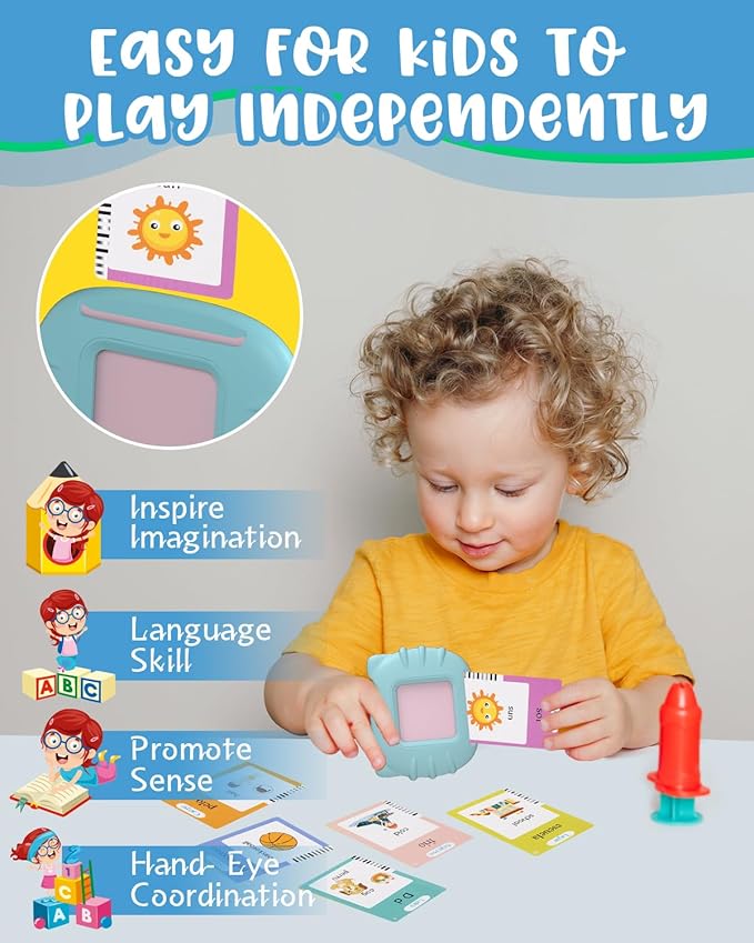 510 Words Spanish English Bilingual Talking Flash Cards, Toddler Learning Montessori Toys for Kids Ages 1 2 3 4 5 6 Year Old Daughter Son, Birthday Gifts for Boys Girls Autism Autistic Sensory Toys