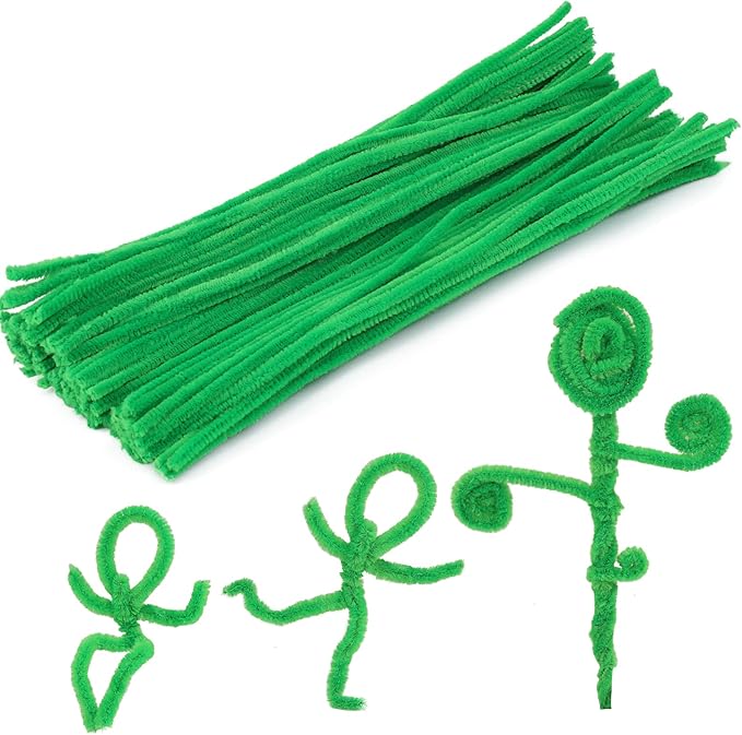 100 Pieces Pipe Cleaners Chenille Stem, Fruit Green Pipe Cleaners Set for DIY Arts Crafts Decorations, Chenille Stems (Fruit Green)
