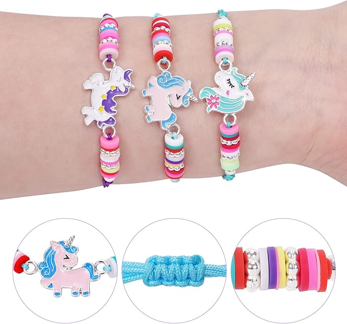 12 Pcs Unicorn Girls Bracelet for Kids Jewelry Toddler Friendship Bracelets Adjustable Toy Gift Pretend Play Goodie Bag Classroom Reward Rainbow Unicorn Party Favors Supplies