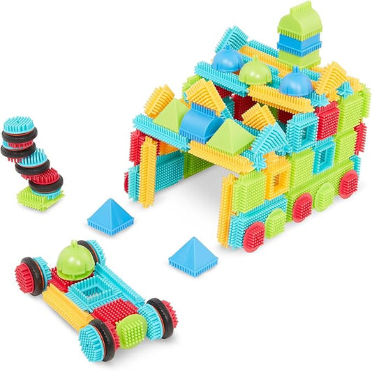 Battat- Bristle Blocks- STEM Interlocking Building Blocks- 112 pc Playset- Developmental Toys for Toddlers & Kid- Basic Builder Set- 2 Years +