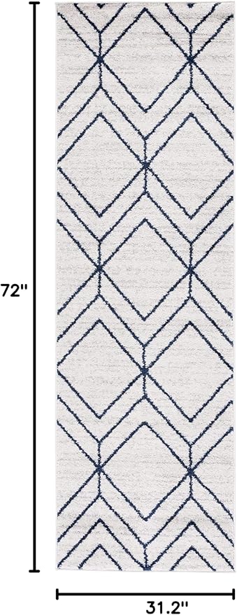 SAFAVIEH Adirondack Collection Runner Rug - 2'6" x 6', Light Grey & Navy, Modern Geometric Design, Non-Shedding & Easy Care, Ideal for High Traffic Areas in Living Room, Bedroom (ADR241N)