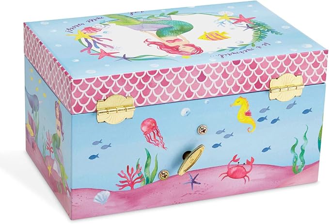 Jewelkeeper Mermaid Music Box & Little Girls Jewelry Set - 3 Mermaid Gifts for Girls - Jewelry Box for Girls