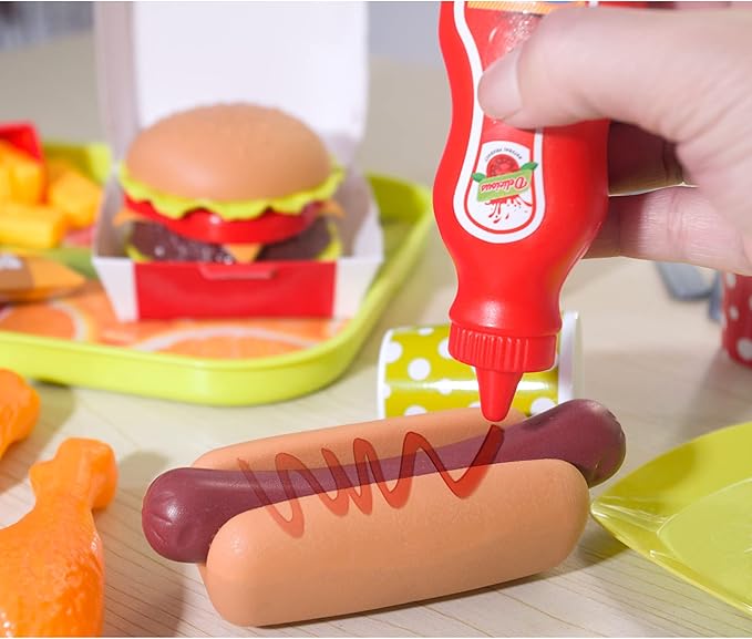 U DREAM Pretend Play Food Sets, Building Toy Burger Playset, Play Kitchen Accessories, Realistic Sandwiches.
