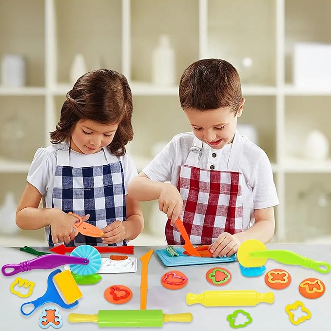 LCY WEDSHI Dough Tool Set, 22 Pcs Dough Tools Sets for Kids Ages 4-8, Dough Accessories Includes Cutters Roller, Rolling Pins, Safety Scissors, Plastic Knife, Animal Shapes Cutters