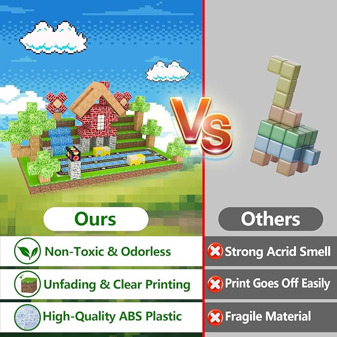 100PCS Magnetic Building Blocks for Kids Ages 4-8,Magnet STEM Sensory Toys- Mine World Build Set,Tiles Road Track,Christmas Birthday Gifts Toy